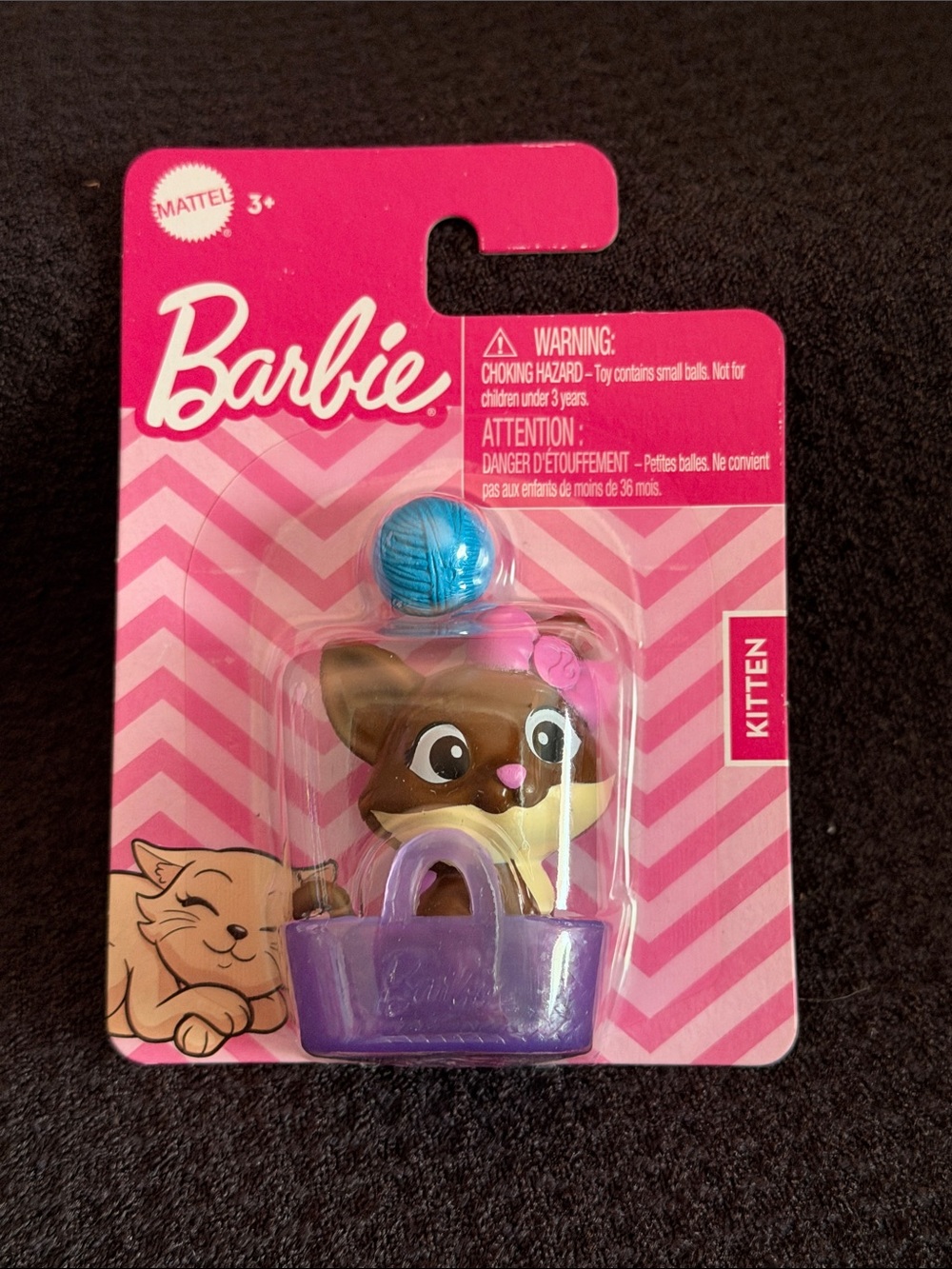 New Barbie Pet Kitten in Basket / Carrier Purse with Yarn Ball Toy